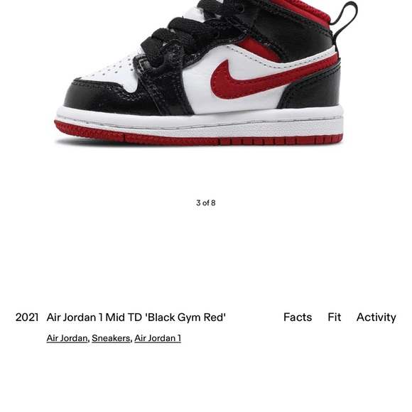 Nike Jordan 1 mid red/black -Toddler size 4c - Picture 7 of 8
